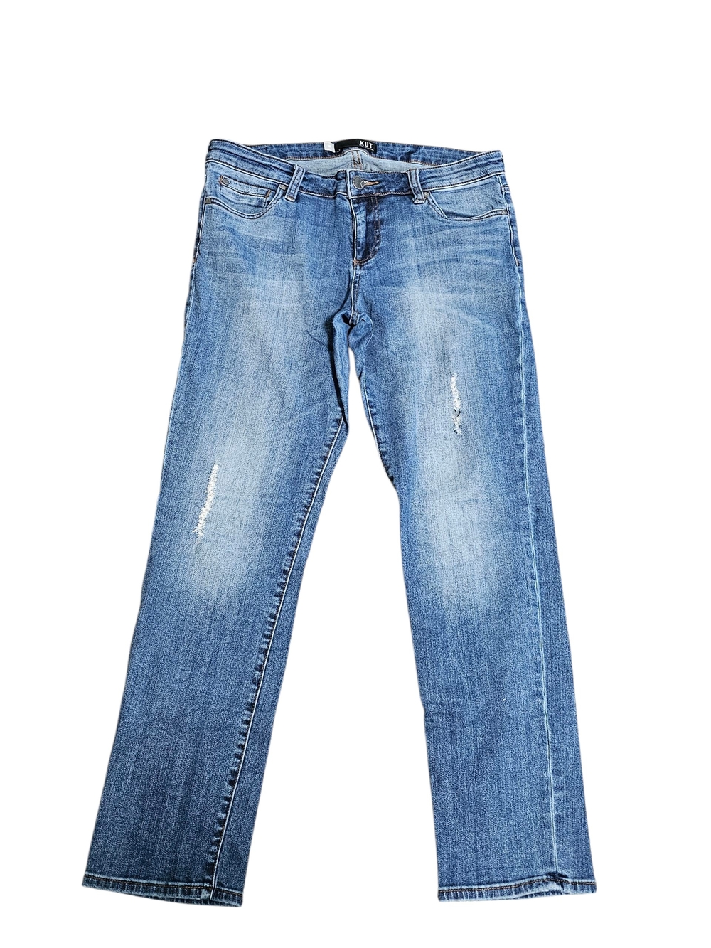 KUT from the Kloth Catherine Boyfriend Jeans 10 midrise 8.5" 34x29.5 distressed